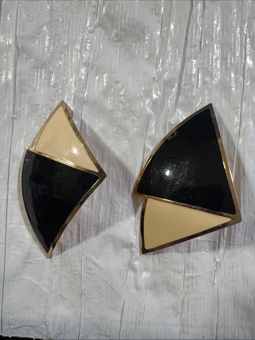 vintage 1980s geometric enamel earrings